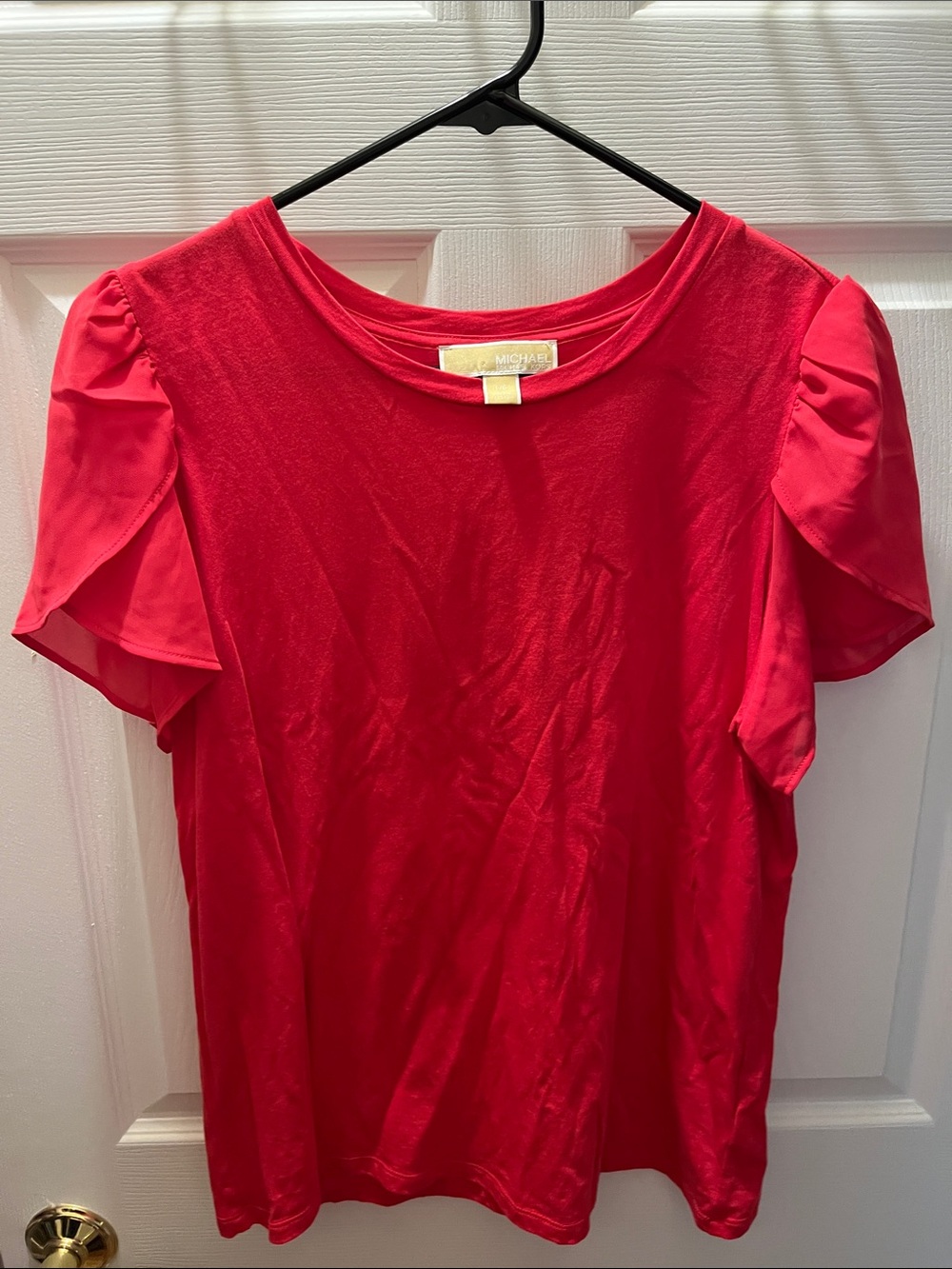 Dark Pink Tulip Sleeve T-Shirt by Michael (Michael Kors) Size L